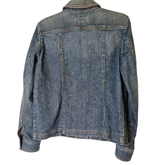 Jones New York Sport stretch denim jacket with beaded accent. M. - Picture 3 of 5